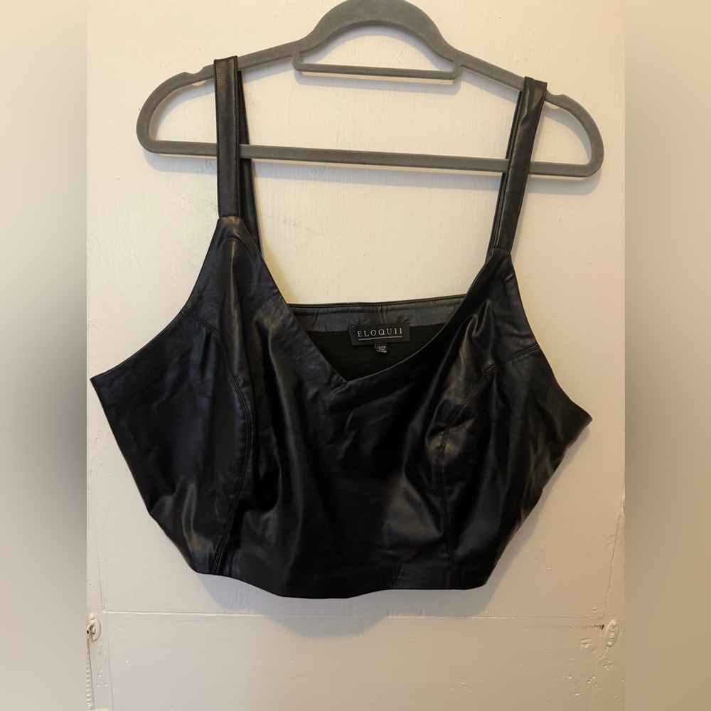 Eloquii Black Faux Leather Top